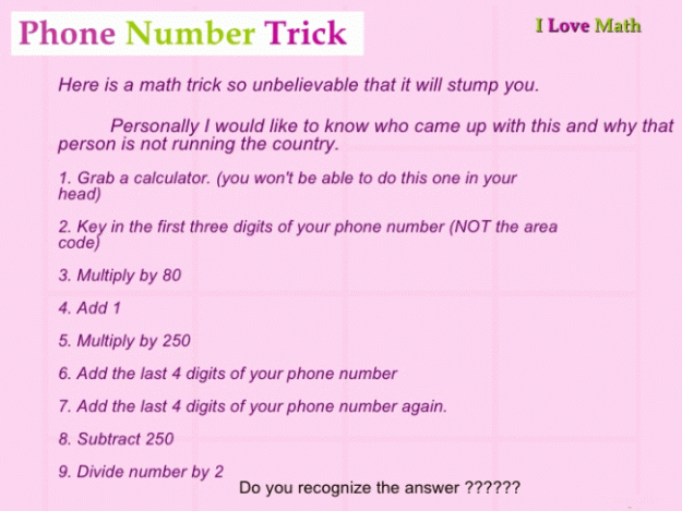 Phone Number Trick